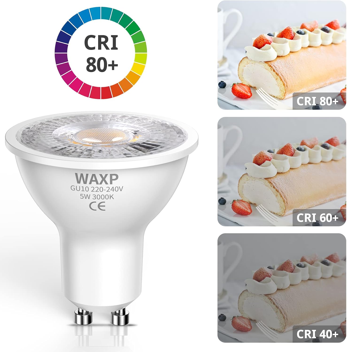 GU10 LED Spot Light Bulbs 5W Warm White 3000K 10 Pack