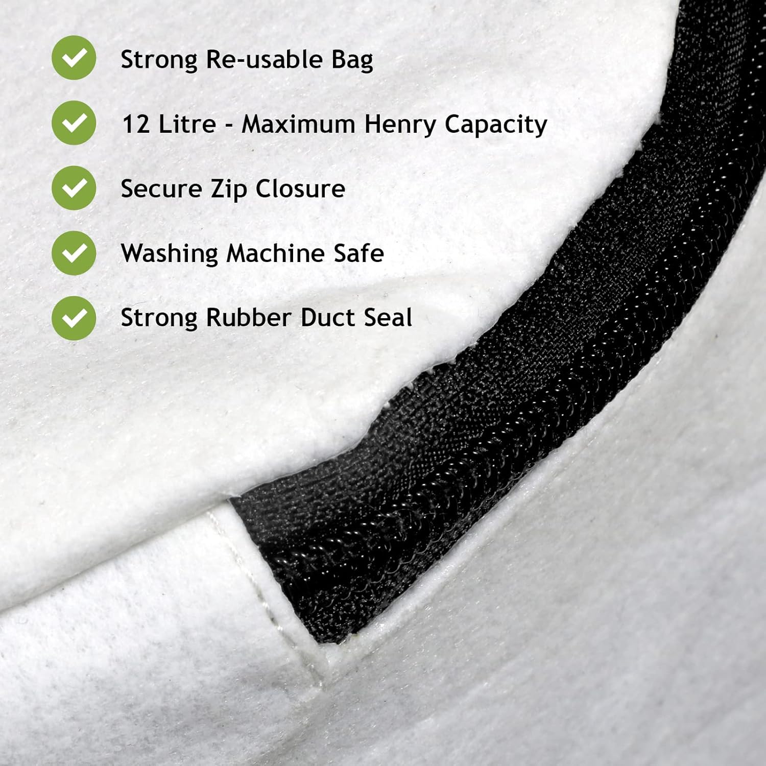 Reusable Zip Cloth Dust Bag for Numatic Vacuums