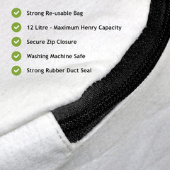Reusable Zip Cloth Dust Bag for Numatic Vacuums