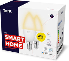 Trust WiFi E14 Smart Bulb Dimmable Candle Works with Alexa Google Home No Hub Required 2-Pack