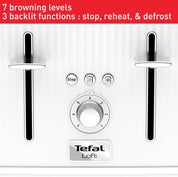 White 4-Slot Toaster 1700W | Extra Wide Slots, 7 Browning Levels, High-Lift Lever, Even Toasting, Removable Crumb Tray