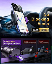 VANMASS Car Phone Holder Purple – Upgraded Suction & Clip, Rotatable Mount