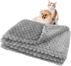 Medo Small Flannel Pet Blanket, Soft Warm Fuzzy Bed Cover for Dogs & Cats, Grey 45x65cm