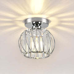 Hudi Fyier Chrome Modern Mini Ceiling Light, Small Semi Flush Mount Ceiling Light