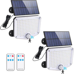 Solar Outdoor Wall Lights with Sensor, 2 Packs 222LED Solar Motion Sensor Lights Outdoor with 6500K Cool White 3 Mode Outdoor Lights Solar Powered for Wall Garden Patio Garage Decorative