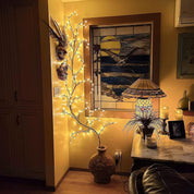Warm White LED Willow Vine Wall Lights Set of 2, Plug-In Twig Fairy Lights for Indoor Bedroom and Living Room Décor