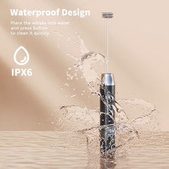 Rechargeable Milk Frother Handheld Electric Drink Mixer USB-C Whisk