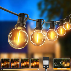 btfarm 36M/120FT Outdoor Festoon Lights - Mains Powered with Timer & Dimmable Features, 50+3 Shatterproof G40 LED Bulbs, Waterproof for Yard, Wedding, Christmas, Patio, and Party