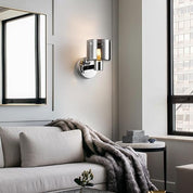 Elegant Chrome Wall Light - Modern Design with Smoked Grey Glass Shade