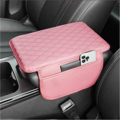 Upgraded Car Armrest Cover – Black Microfiber Leather Console Cushion with Storage