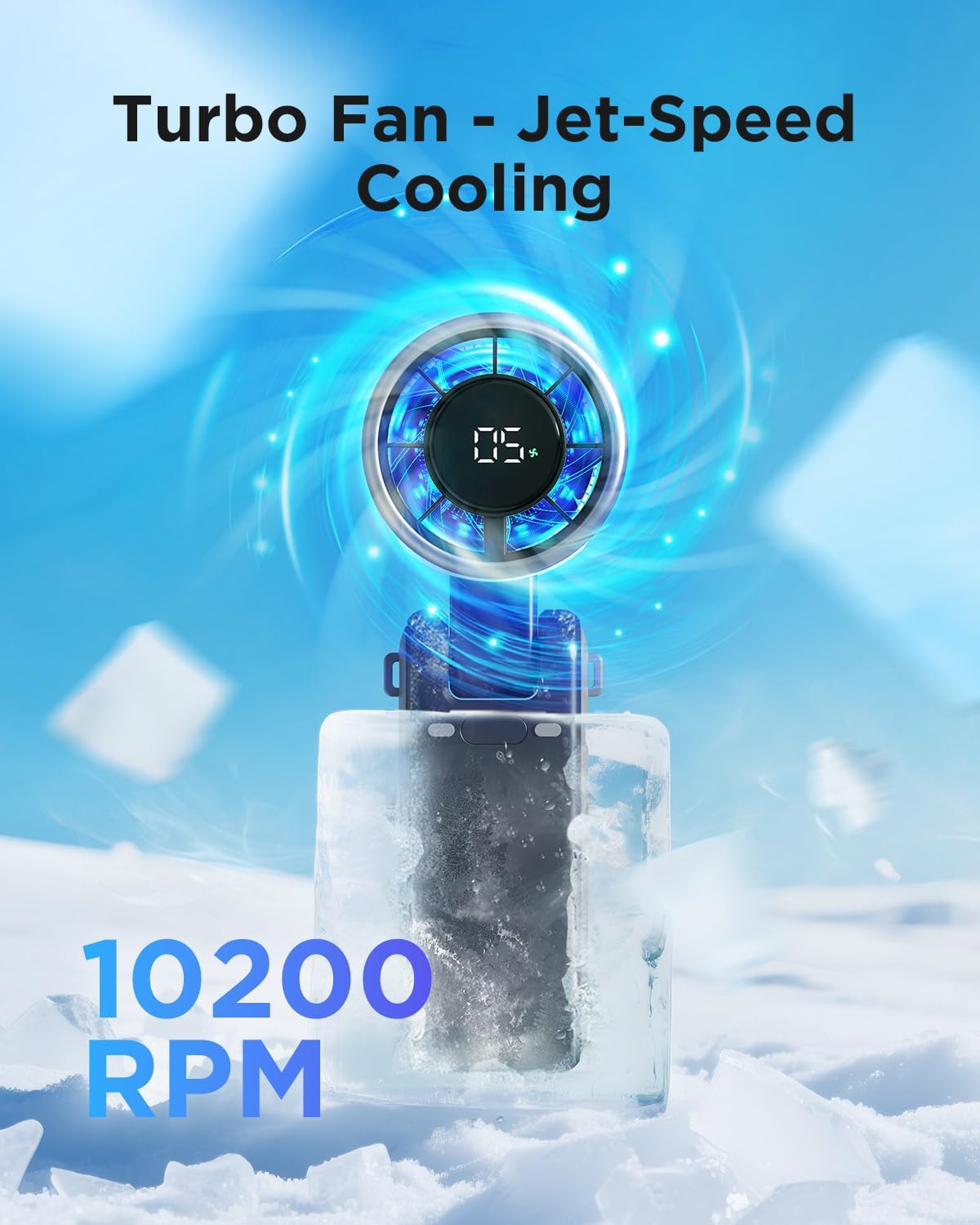 EasyAcc Portable Handheld Fan, 3 IN 1 Hand Fan, Turbo Fan Powerful 5 Speeds 4000 Battery Capacity 180°Foldable USB-C Rechargeable Personal Pocket Hand Held Fan for Travel/Outdoor/Home/Office