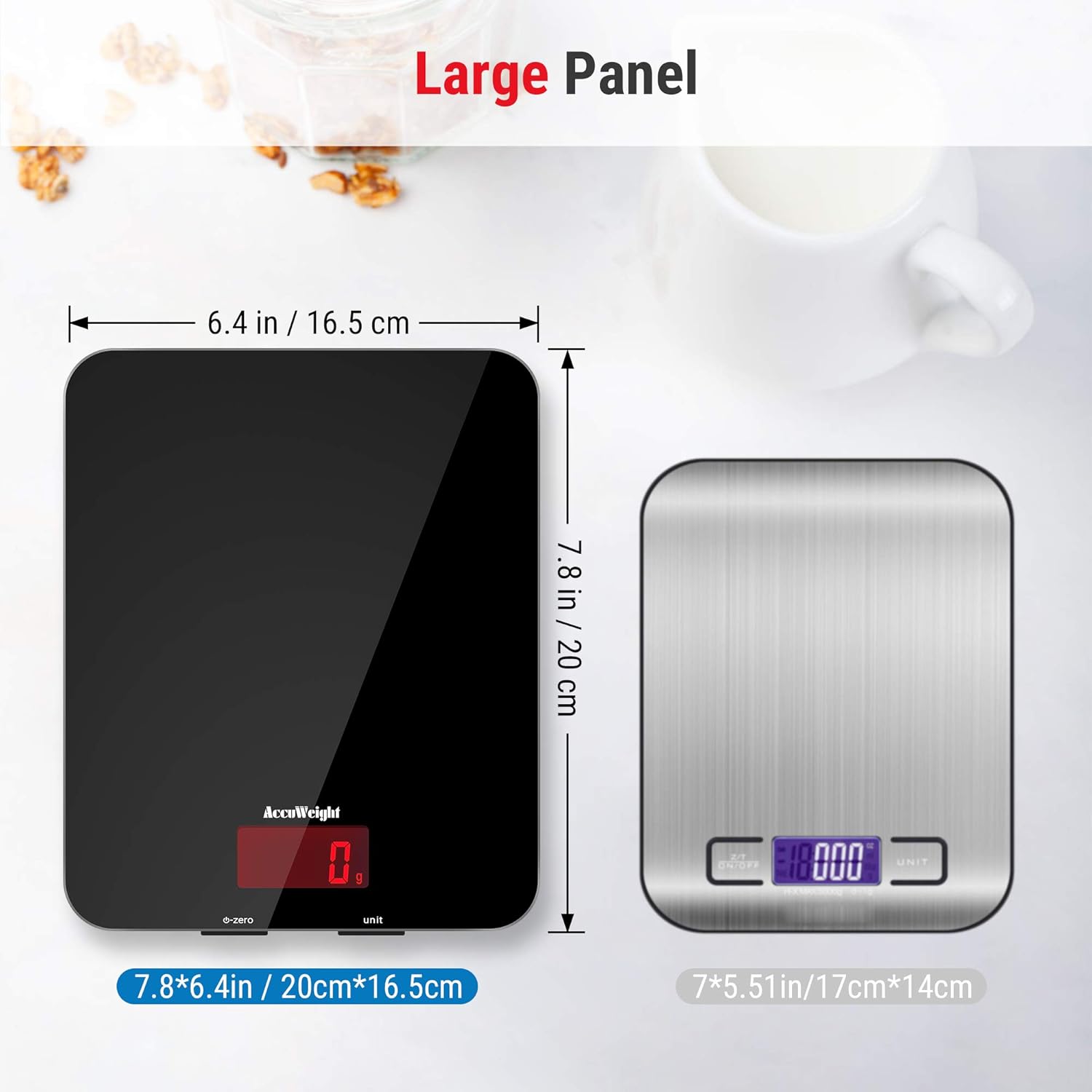 ACCUWEIGHT 201 Digital Kitchen Scale, 11lb/5kg Glass Platform with LCD Display