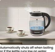 1.8L 3000W Electric Glass Kettle – Fast Boil Hot Water Boiler | Auto Shut Off | LED Indicator | Boil-Dry Protection | BPA-Free