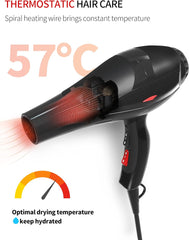 Hair Dryer 3500W – Ionic AC Motor with Blue Light Anion, 3 Heat & 2 Speed, Diffuser & Nozzles