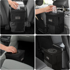 Car Trash Bin with Lid – 10L Leak-Proof Hanging Organizer with Storage Pockets