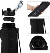 1L Sports Water Bottle – BPA-Free Tritan Leakproof Bottle with Filter & Flip Top, Black