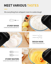 400W Electric Hand Mixer with 6 Speed & Turbo – All-Copper Motor Hand Whisk, Snap-On Storage Case, 5 Stainless Steel Attachments