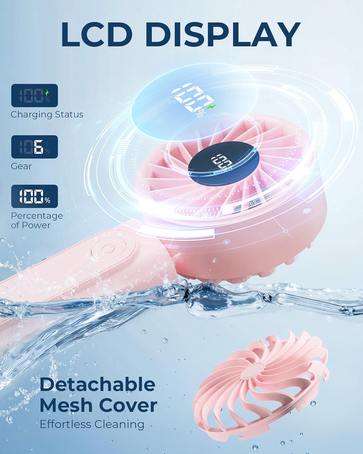 Portable Handheld Fan 4000mAh 6-Speed Foldable Mini Fan