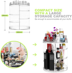 360° Rotating Makeup Organizer – Large Adjustable 8-Layer Cosmetic Storage Box