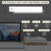 2 pack LED Under Cabinet Lights - 36 LED Motion Sensor Wireless USB Rechargeable 1000mAh Night Light