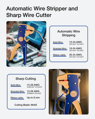 VCELINK Automatic Wire Stripper and Cutter, Electrical Cable Stripping Tool Adjustable for 14-24 AWG Cables with Eagle Nose in 7 Inch (GJ702)