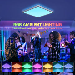 RGB LED Ceiling Light with Remote, 24W Dimmable Flush Mount