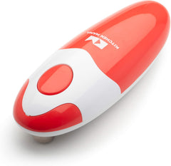 Kitchen Mama Auto Electric Can Opener – One-Touch Button, Hands-Free Operation, Smooth Edge, Food-Safe, Battery Powered – Red