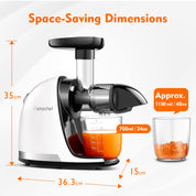 AMZCHEF Juicer Machines - Cold Press Slow Juicer - Masticating Juicer for Whole Fruits and Vegetables - Delicate Chew No Need to Filter - BPA Free Juice Extractor with 2 Cups and Brush - Black