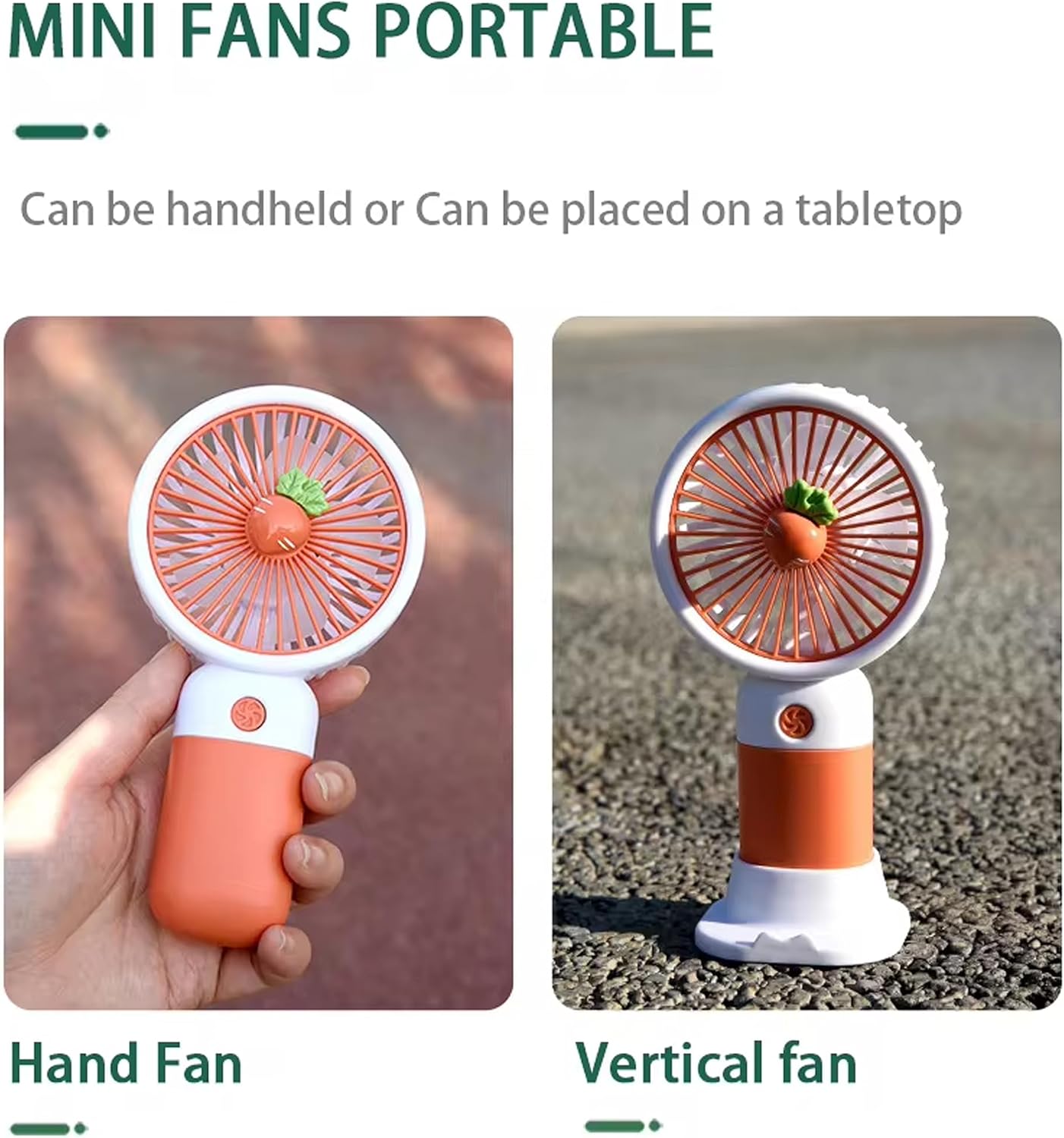 Handheld Fan – Hand Held Fan Rechargeable – Mini Portable Fans Handheld USB Rechargeable Fans with 3 Speeds – Battery Operated Mini Desk Cooler – Hand Held Travel Cooler (Yellow/Green)
