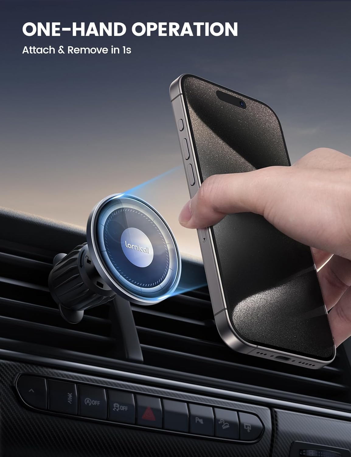Lamicall Car Phone Holder for MagSafe - 2025 HD Glass Panel, Strong Magnetic Mount