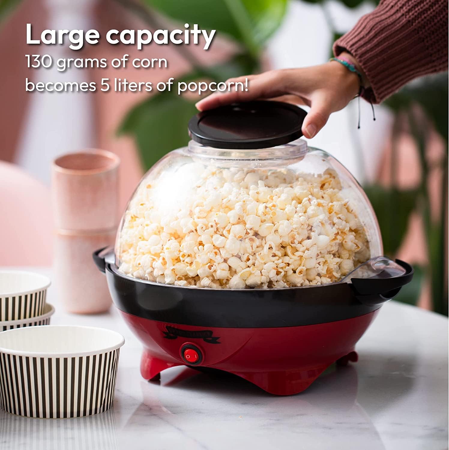 Gadgy® 800W Round Popcorn Maker – Non-Stick, Fast & Quiet Popcorn Machine