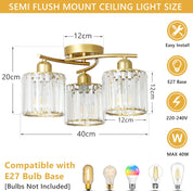 Ceiling light fixture with dimensions and compatibility details on a white background