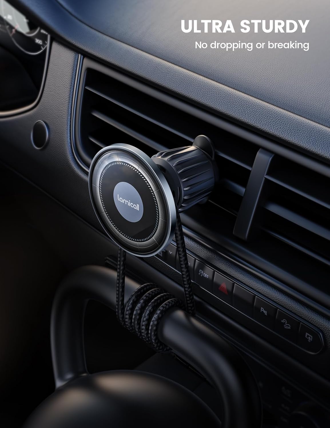 Lamicall Car Phone Holder for MagSafe - 2025 HD Glass Panel, Strong Magnetic Mount
