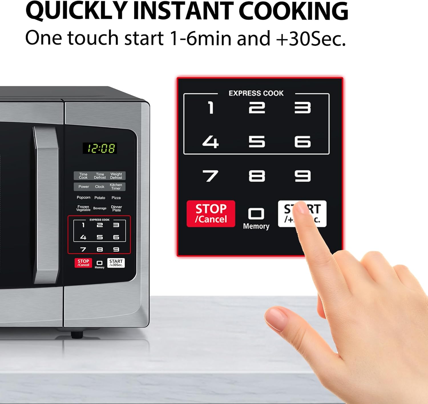 800W 23L Digital Microwave Oven with Auto Defrost & Express Cook