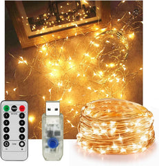 BESLAM 10m Fairy LED String Lights - Warm White, 100 Bulbs, Timer & Remote, 8 Modes, Adjustable Brightness