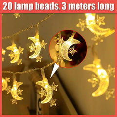 Ramadan Eid Mubarak String Lights – 9.84ft Battery Operated LED Festival Lights with 20 Warm White LEDs for Indoor & Outdoor Decor