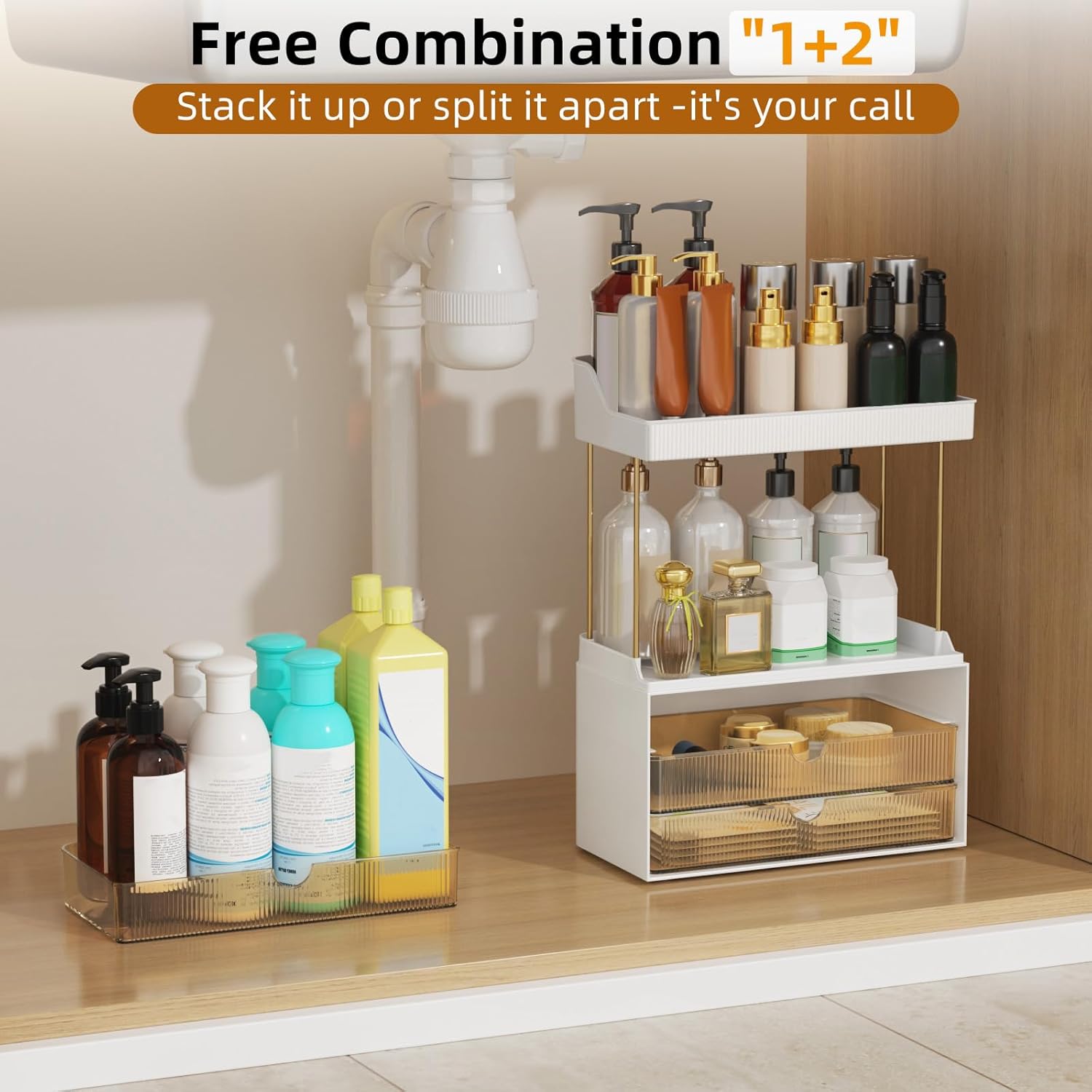 Makeup Organiser – 2-Tier, 3 Drawers Vanity & Cosmetic Storage for Bathroom