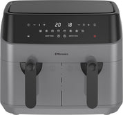 9L Dual Air Fryer XXL – 8 Presets, Oil-Free Healthy Cooking, Easy-Clean Metal Interior, 99-Min Timer – Grey