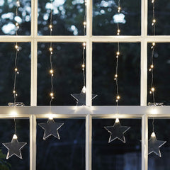 Christmas Star Curtain Window Light—47 Warm White Micro LEDs, Plug-In for Festive Window Decoration and Holiday Cheer