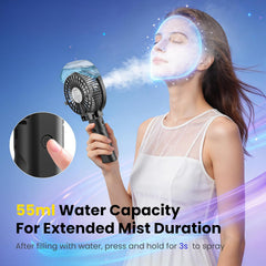 HandFan Hand Fan Water Cooling Battery Fan USB Battery Operated 3 Levels Mini Table Fan 2-in-1 with Laptop Multi Port Socket for Travel and Home