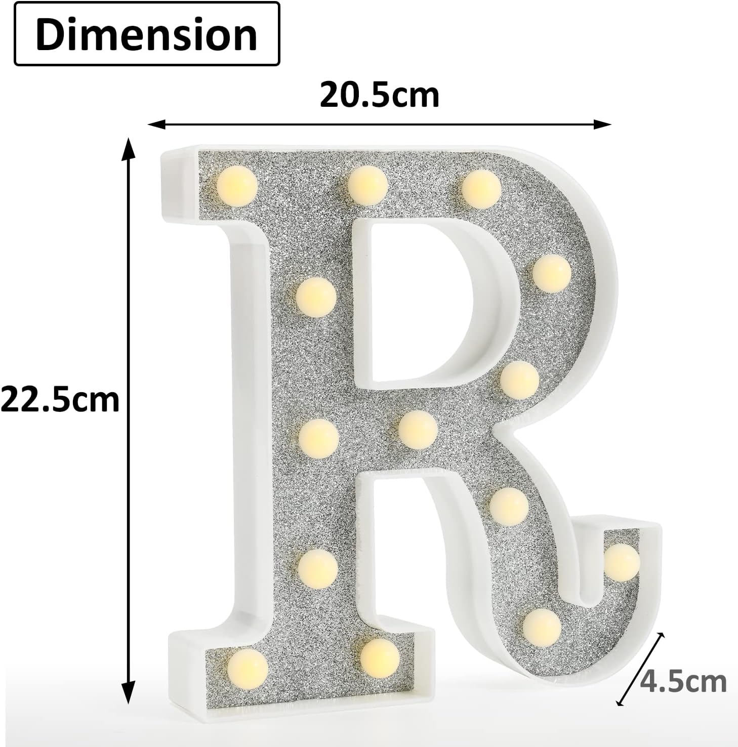 Glitter LED Letter R Light with Remote 18 Colors