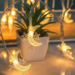 Ramadan Eid Mubarak String Lights – 9.84ft Battery Operated LED Festival Lights with 20 Warm White LEDs for Indoor & Outdoor Decor