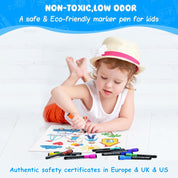 Magnetic Whiteboard Markers, 12 Colours Fine Tip Erasable Low-Odour Pens