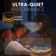 Portable Wireless Rechargeable Fan with LED & Remote Control - Black