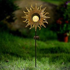 Solar Decorative Outdoor Lights: White LED Garden Stakes in Moon, Sun, Star, and Torch Lantern Designs – Waterproof, Warm White, Ideal for Lawn and Patio