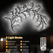 White LED Willow Vine Lights for Bedroom Wall Décor, 8ft Plug-In Twig Branch Lights with Remote Control for Indoor Home Decoration