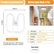 1-Pack 28W CFL Light Bulb GR10Q 4-Pin, 3500K Warm White, Non-Dimmable, Low Energy Fluorescent Lamp for Flush Ceiling Lights