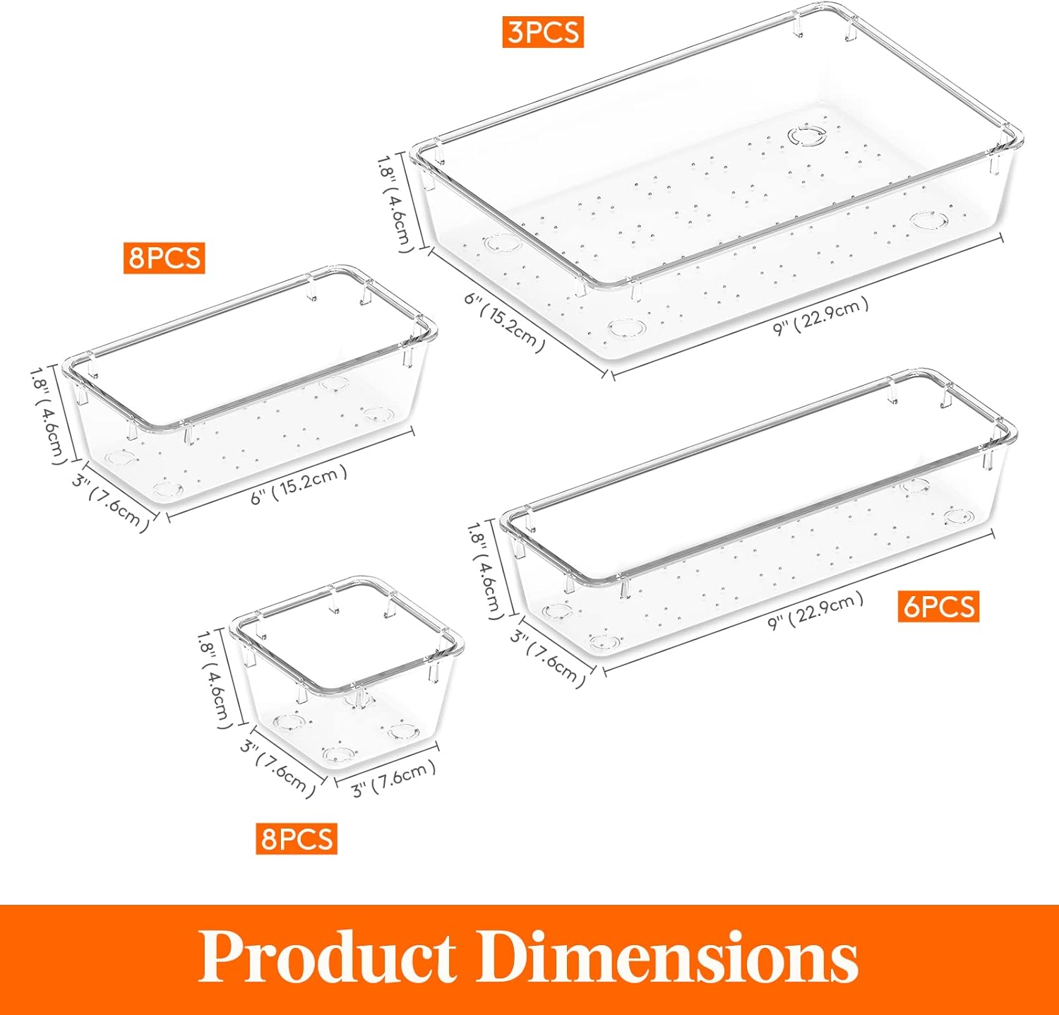 25pcs Drawer Organizer Set – Clear Plastic Storage Trays for Home & Office