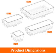 25pcs Drawer Organizer Set – Clear Plastic Storage Trays for Home & Office