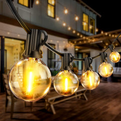 Outdoor String Lights Mains Powered - 100FT/30M G40 Garden Festoon Lights with 50+2 Shatterproof LED Bulbs Waterproof for Outside Patio Gazebo Pergola